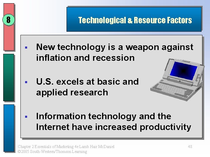 8 Technological & Resource Factors § New technology is a weapon against inflation and