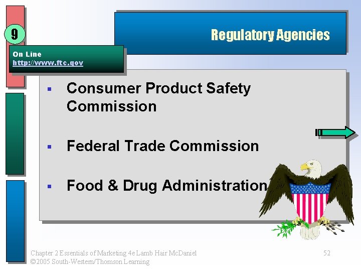 9 Regulatory Agencies On Line http: //www. ftc. gov § Consumer Product Safety Commission