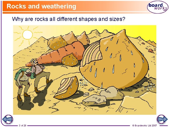 Rocks and weathering Why are rocks all different shapes and sizes? 3 of 28