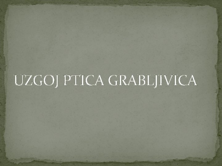 UZGOJ PTICA GRABLJIVICA 