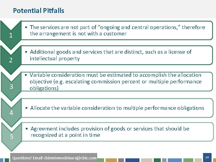 Potential Pitfalls 1 • The services are not part of “ongoing and central operations,