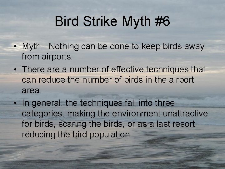 Bird Strike Myth #6 • Myth - Nothing can be done to keep birds