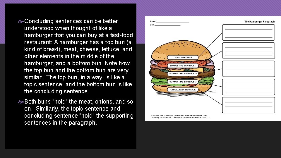  Concluding sentences can be better understood when thought of like a hamburger that