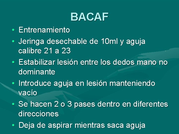 BACAF • Entrenamiento • Jeringa desechable de 10 ml y aguja calibre 21 a