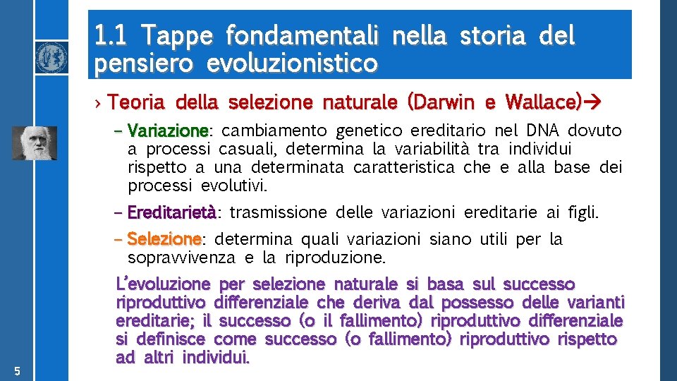 1. 1 Tappe fondamentali nella storia del pensiero evoluzionistico › Teoria della selezione naturale