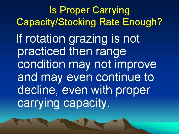 Is Proper Carrying Capacity/Stocking Rate Enough? If rotation grazing is not practiced then range