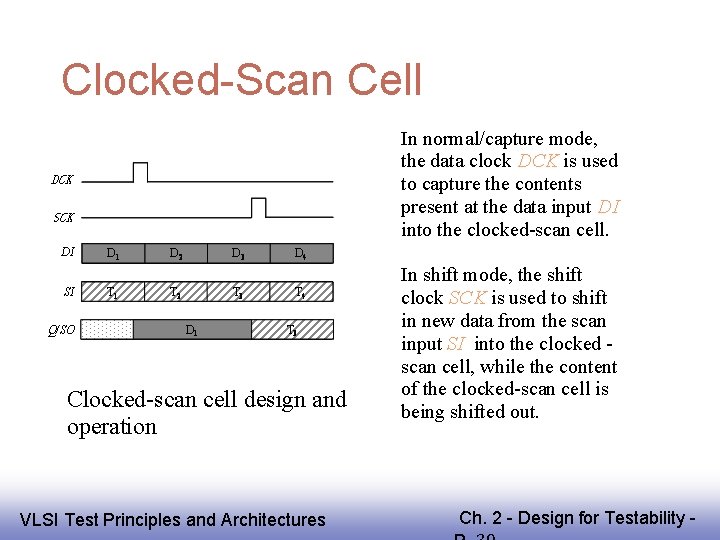 Clocked-Scan Cell In normal/capture mode, the data clock DCK is used to capture the