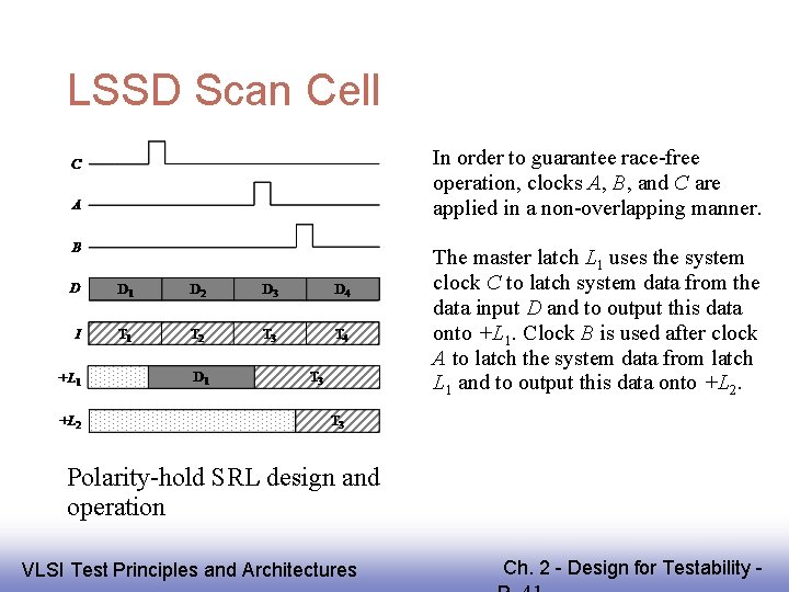 LSSD Scan Cell In order to guarantee race-free operation, clocks A, B, and C