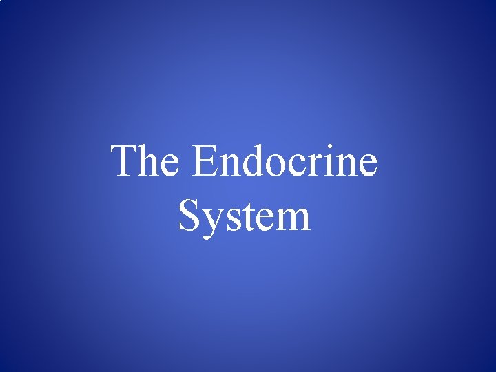 The Endocrine System 