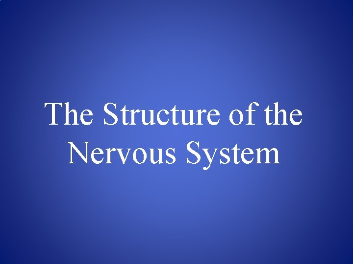 The Structure of the Nervous System 