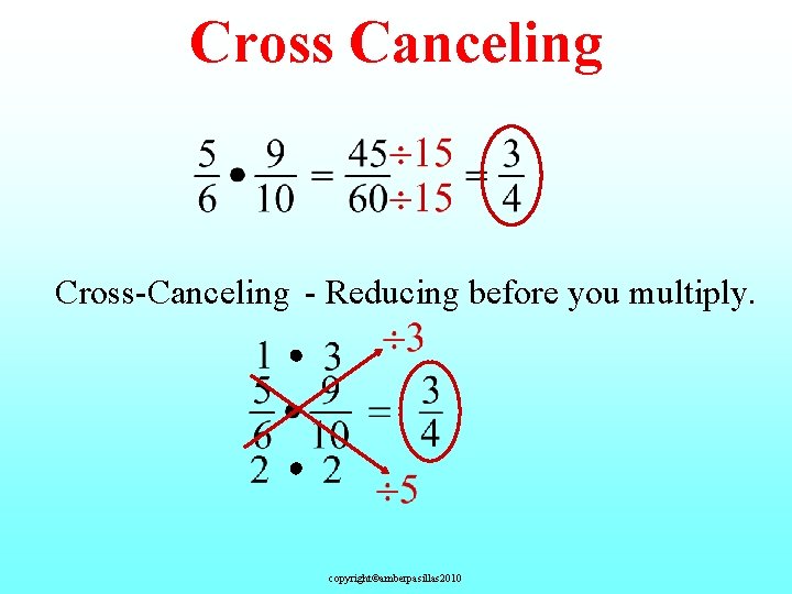 Cross Canceling Cross-Canceling - Reducing before you multiply. copyright©amberpasillas 2010 