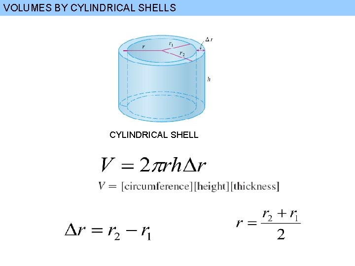 VOLUMES BY CYLINDRICAL SHELLS CYLINDRICAL SHELL 