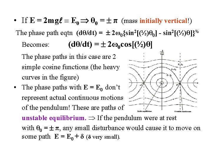  • If E = 2 mg E 0 θ 0 = π (mass