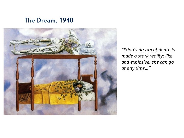 The Dream, 1940 “Frida’s dream of death is made a stark reality; like and