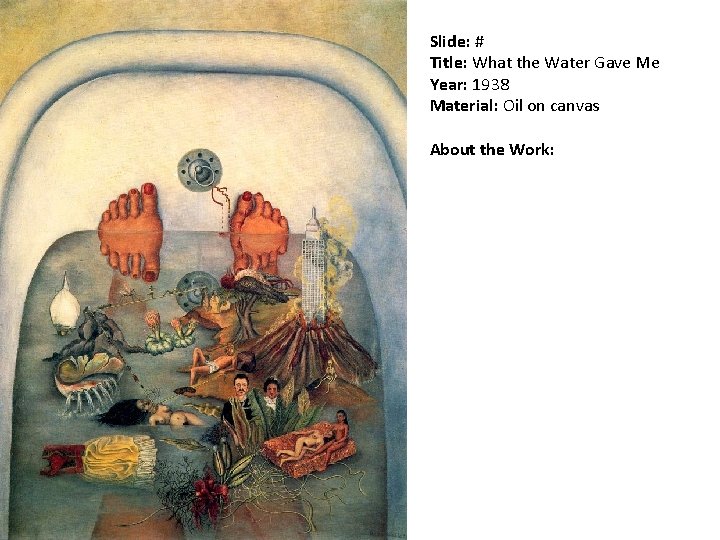 Slide: # Title: What the Water Gave Me Year: 1938 Material: Oil on canvas