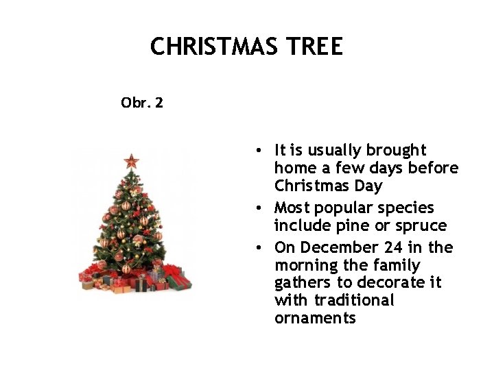 CHRISTMAS TREE Obr. 2 • It is usually brought home a few days before