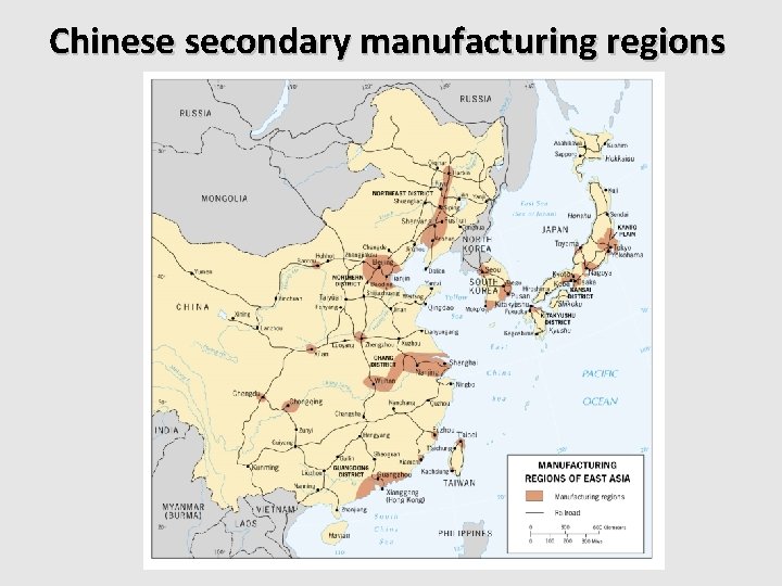 Chinese secondary manufacturing regions 