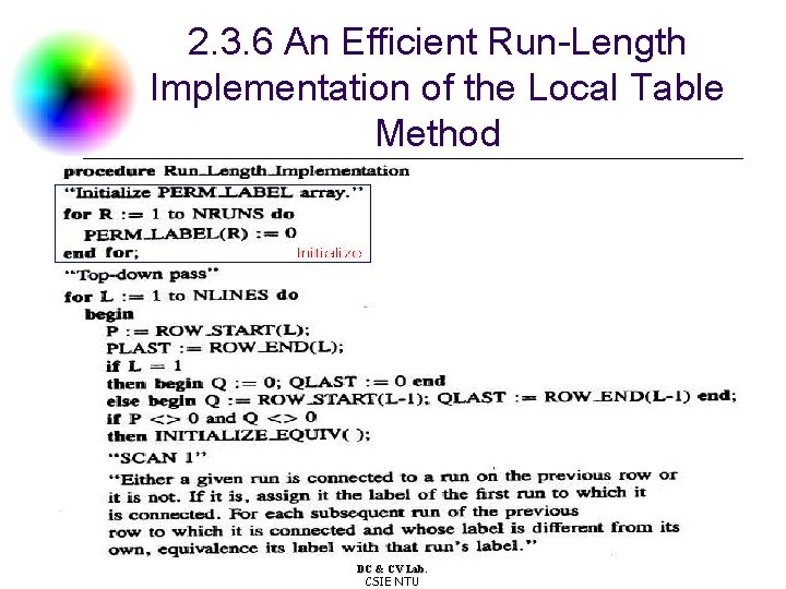 2. 3. 6 An Efficient Run-Length Implementation of the Local Table Method DC &