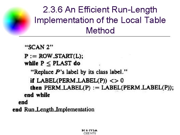 2. 3. 6 An Efficient Run-Length Implementation of the Local Table Method DC &