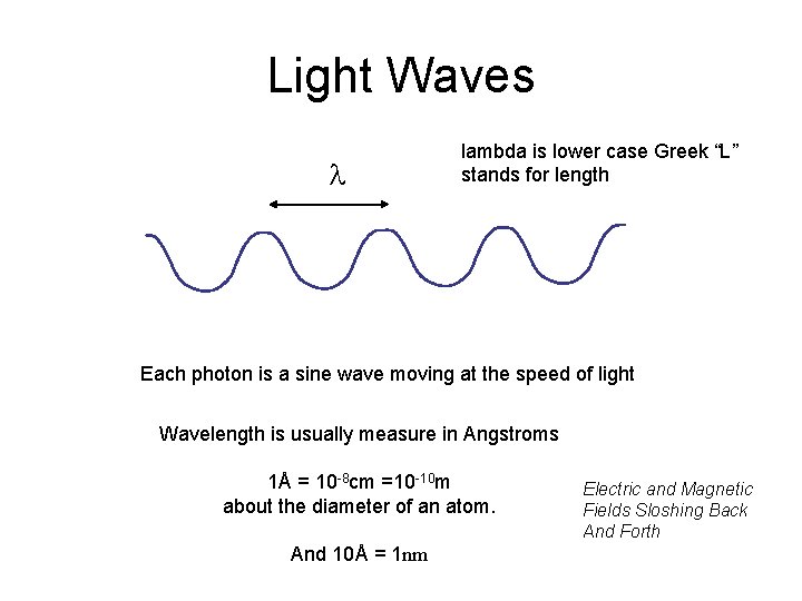 Light Waves l lambda is lower case Greek “L” stands for length Each photon