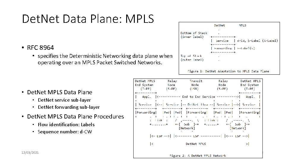 Det. Net Data Plane: MPLS • RFC 8964 • specifies the Deterministic Networking data