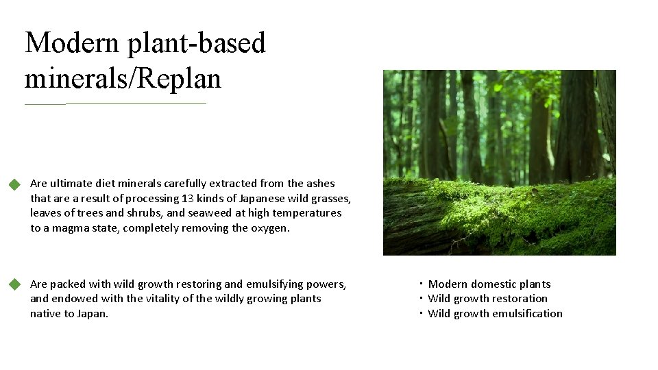 Modern plant-based minerals/Replan Are ultimate diet minerals carefully extracted from the ashes that are