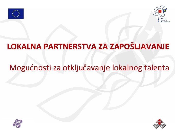 LOKALNA PARTNERSTVA ZA ZAPOŠLJAVANJE Mogućnosti za otključavanje lokalnog talenta 