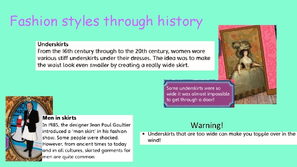 Fashion styles through history Warning! 