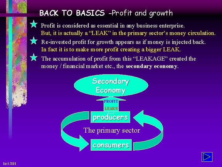 BACK TO BASICS -Profit and growth Profit is considered as essential in any business