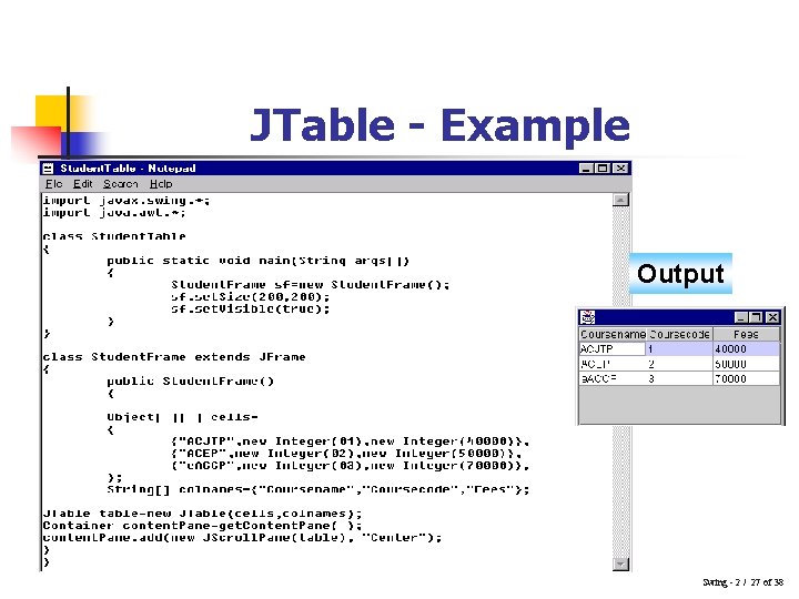 JTable - Example Output Swing - 2 / 27 of 38 
