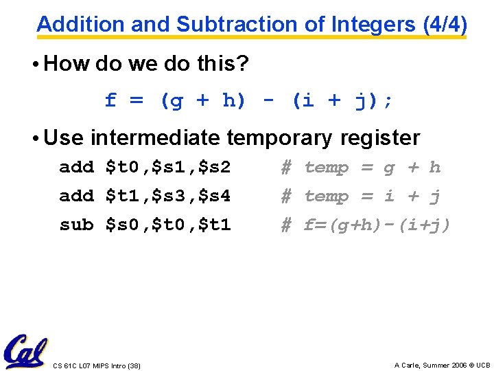 Addition and Subtraction of Integers (4/4) • How do we do this? f =