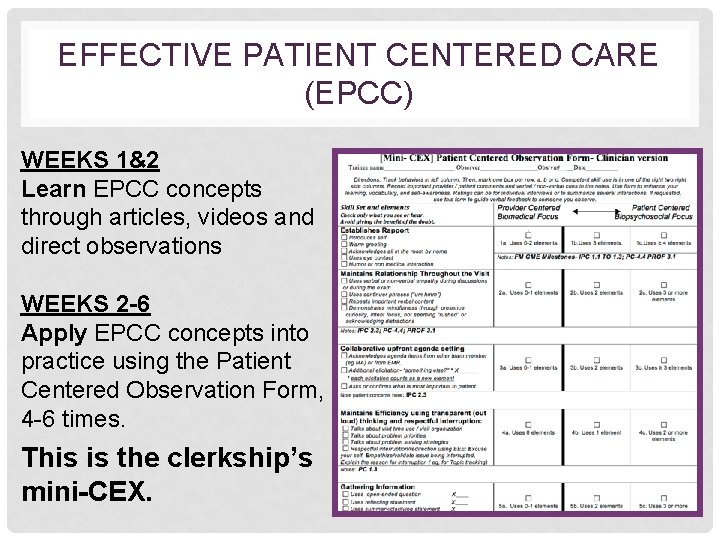 EFFECTIVE PATIENT CENTERED CARE (EPCC) WEEKS 1&2 Learn EPCC concepts through articles, videos and