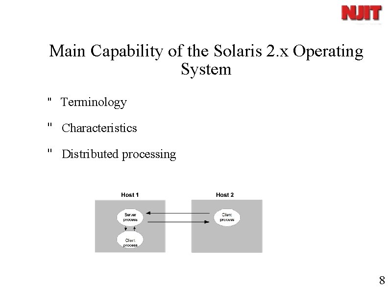 Main Capability of the Solaris 2. x Operating System " Terminology " Characteristics "