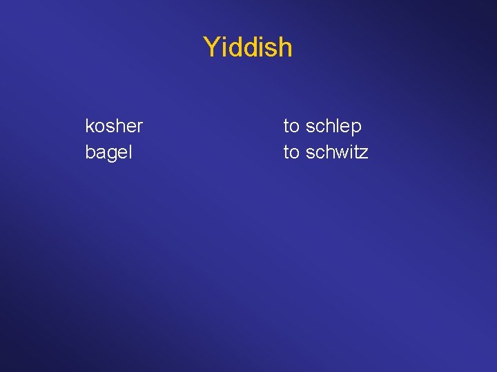 Yiddish kosher bagel to schlep to schwitz 