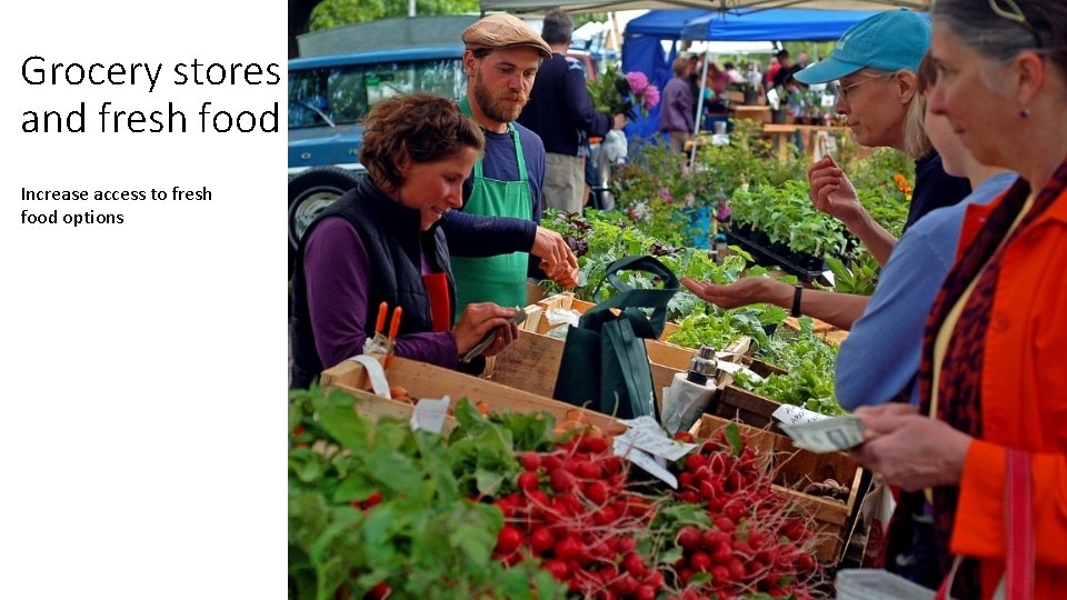 Grocery stores and fresh food Increase access to fresh food options 