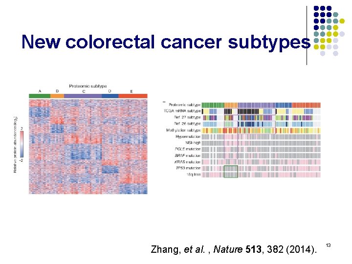 New colorectal cancer subtypes Zhang, et al. , Nature 513, 382 (2014). 13 