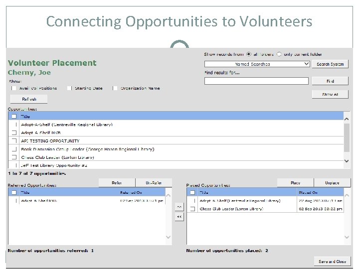 Connecting Opportunities to Volunteers 