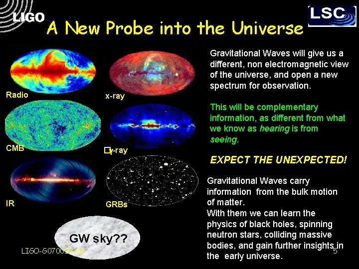 A New Probe into the Universe Gravitational Waves will give us a different, non