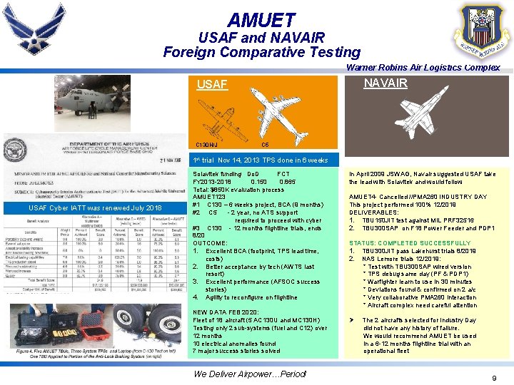 AMUET USAF and NAVAIR Foreign Comparative Testing Warner Robins Air Logistics Complex NAVAIR USAF