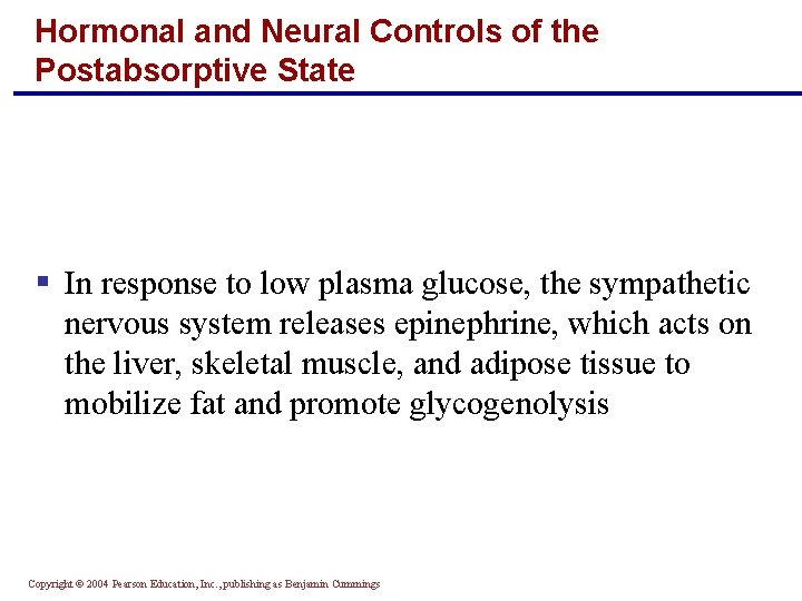 Hormonal and Neural Controls of the Postabsorptive State § In response to low plasma