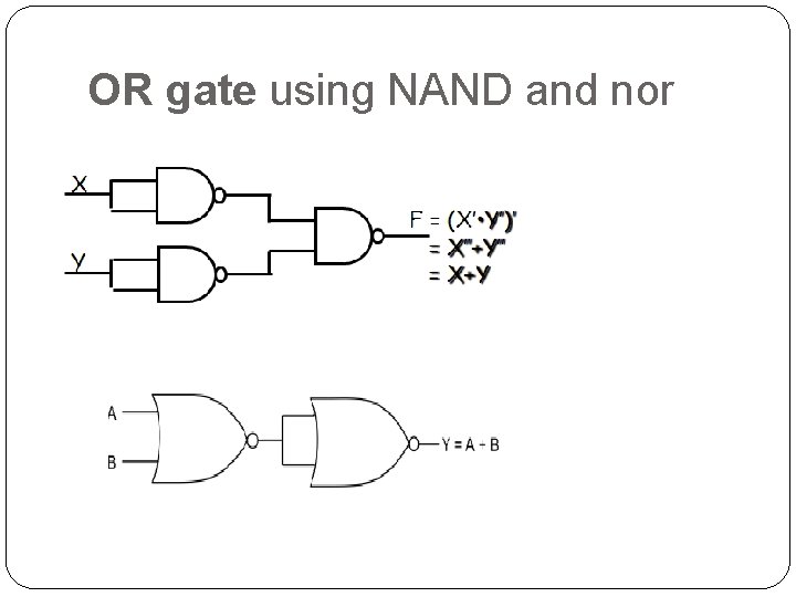 OR gate using NAND and nor 