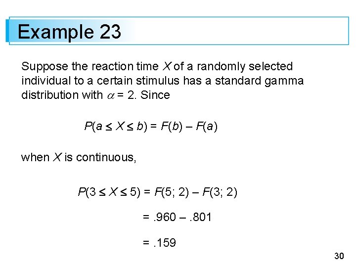 Example 23 Suppose the reaction time X of a randomly selected individual to a