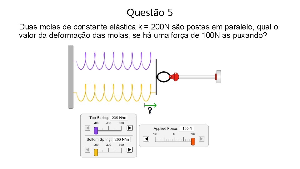 Questão 5 Duas molas de constante elástica k = 200 N são postas em