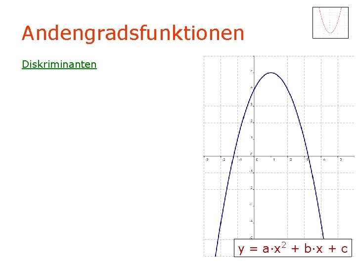 Andengradsfunktionen Diskriminanten y = a·x 2 + b·x + c 