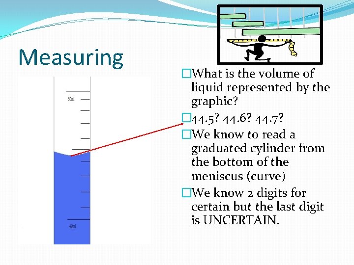 Measuring �What is the volume of liquid represented by the graphic? � 44. 5?