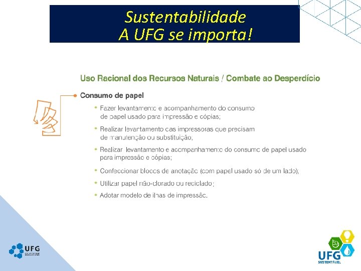 Sustentabilidade A UFG se importa! 