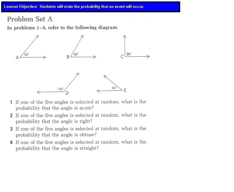 Learner Objective: Students will state the probability that an event will occur. 