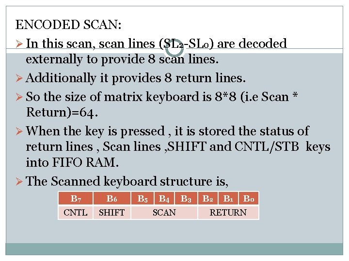 ENCODED SCAN: Ø In this scan, scan lines (SL 2 -SL 0) are decoded