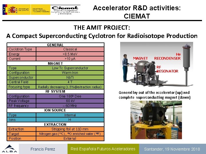 Accelerator R&D activities: CIEMAT THE AMIT PROJECT: A Compact Superconducting Cyclotron for Radioisotope Production