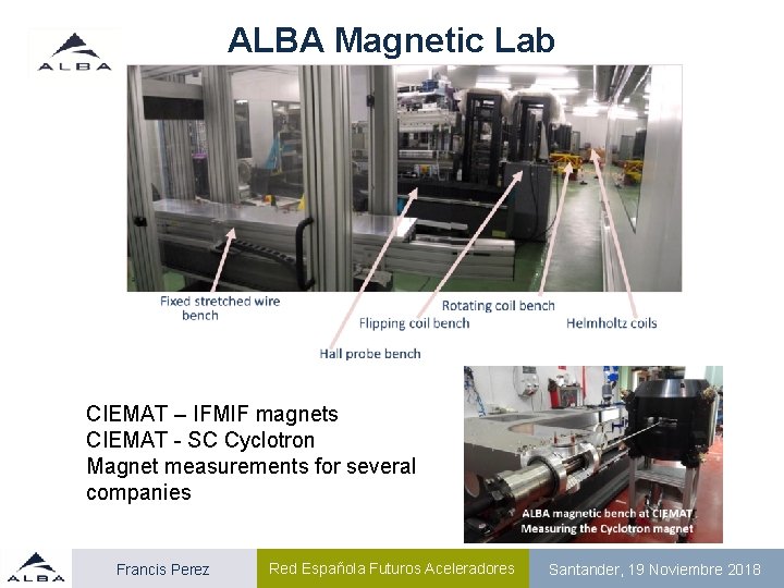 ALBA Magnetic Lab CIEMAT – IFMIF magnets CIEMAT - SC Cyclotron Magnet measurements for